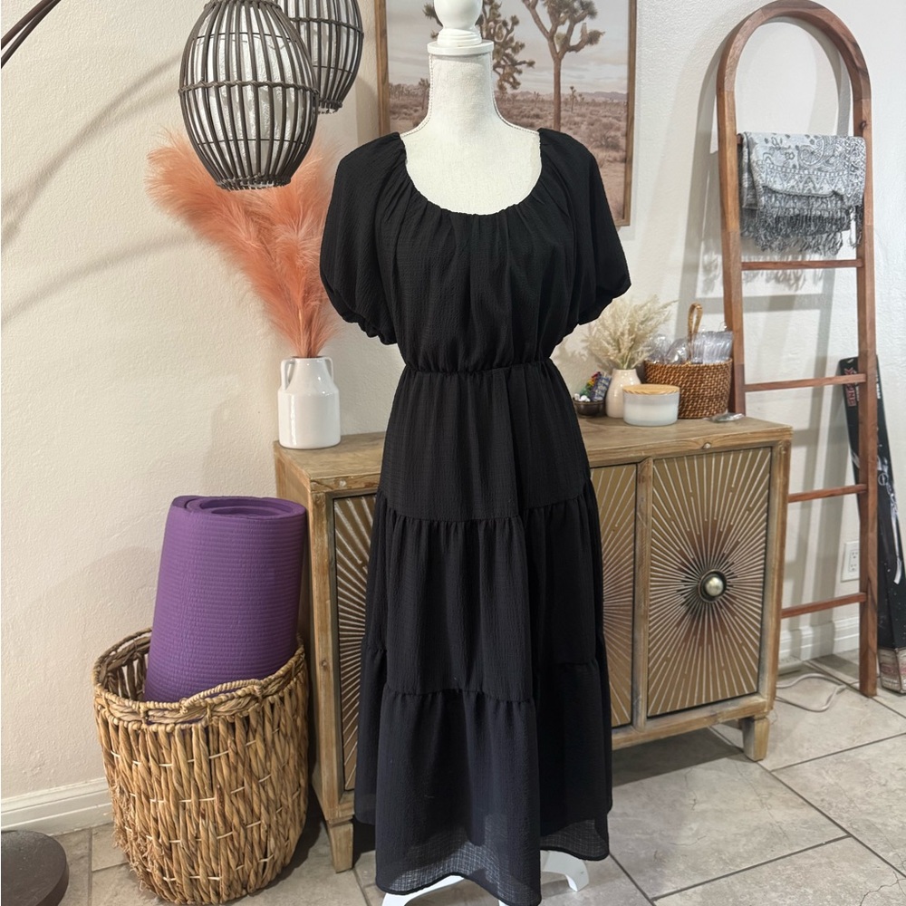 Astr Black Tiered Maxi Dress